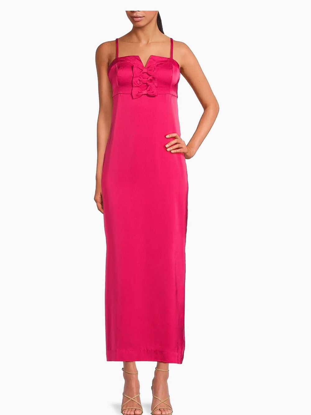 Lilly Pulitzer Hot Pink Slip Maxi Dress with Bow Detail NWT